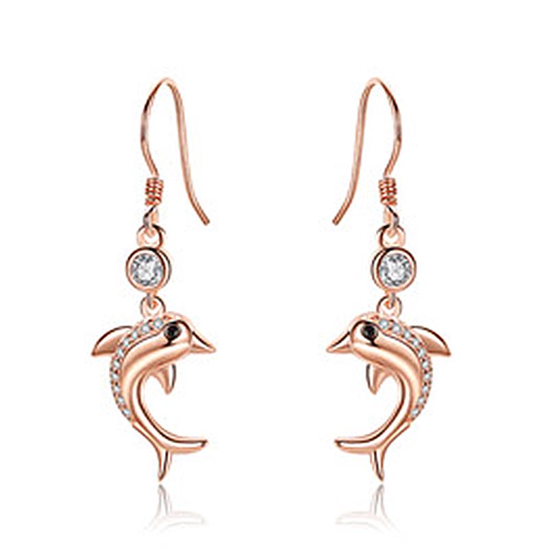 Корейские серьги с черными глазами дельфина Love: Модные серьги-гвоздики «Темперамент»