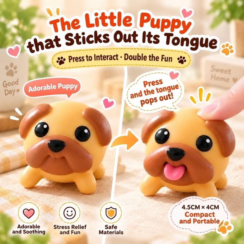 Tongue Out Squeeze Dog Toy Soft Squeeze Puppy Squishy Toy New Brown Puppy Figurine Desktop Decor