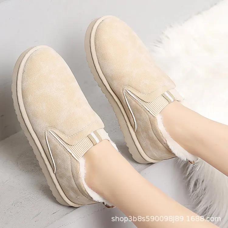 Женские зимние ботинки 2024 года, новые, повседневные, удобные, с круглым носком, женские, из хлопка