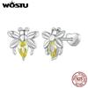 Мини-серьги-пчелы из стерлингового серебра 925 пробы, простые милые желтые циркониевые серьги-гвоздики с насекомыми для женщин, модные серебряные украшения