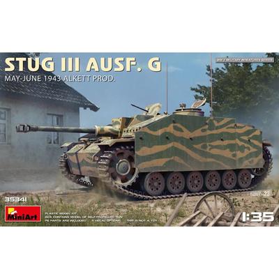 Miniart 1/35 Немецкая самоходная артиллерийская установка StuG III Ausf. времен Второй мировой войны. G, Alkett, Май-Июнь 1943, Пластиковая Модель, MA35341