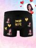 Customized Men's Heart Print Funny Boxer Underwear, Elastic And Soft Comfortable Personalized Underwear, Ideal Gift For Boyfriend/Husband