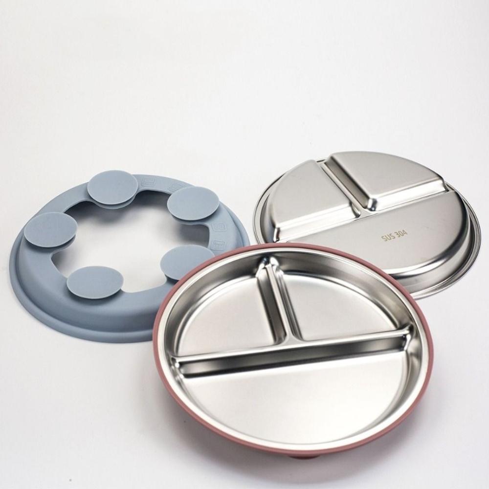 304 Нержавеющая сталь Детская присоска Обеденная тарелка Разделенный дизайн Детские миски для кормления малышей