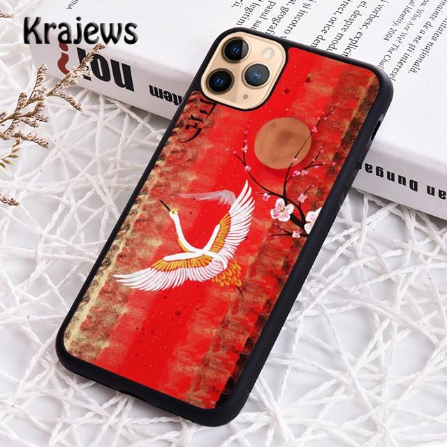 Krajews Japanese Cranes Art Phone Case Cover For iPhone 14 5 SE 6s 7 8 Plus X XR XS 11 12 13 Pro Max Samsung Galaxy S21 S22ultra