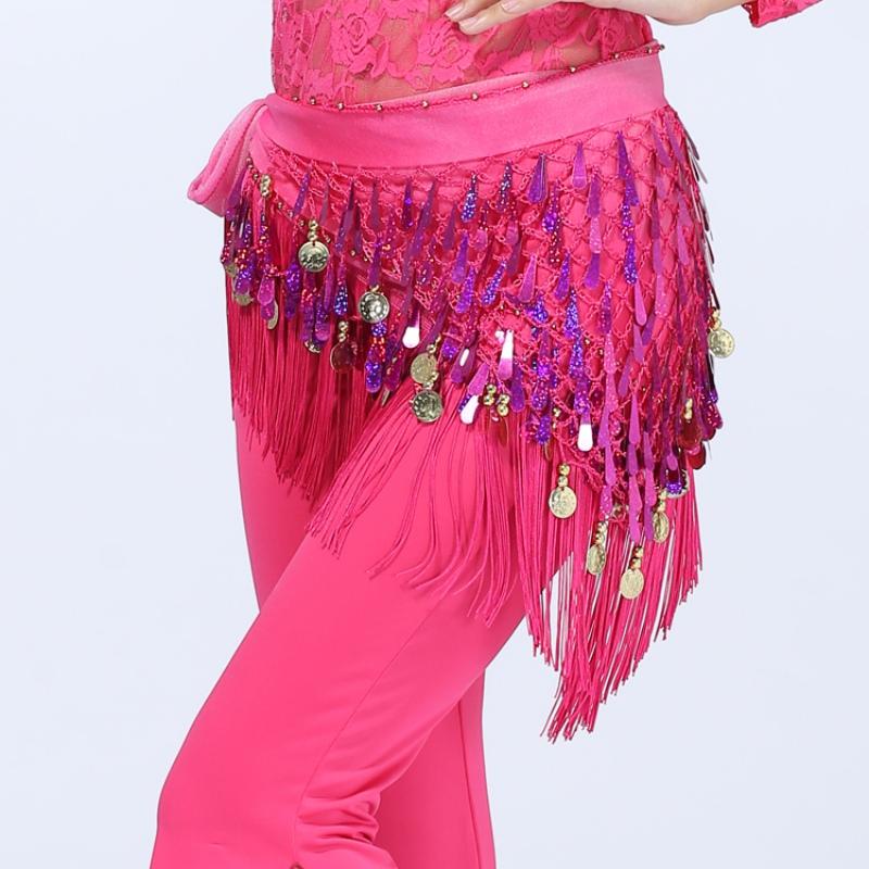 Belly Dance Hip Scarf Tassel Wrap Skirt with Pendants Costume for Women Show Performance Carnival