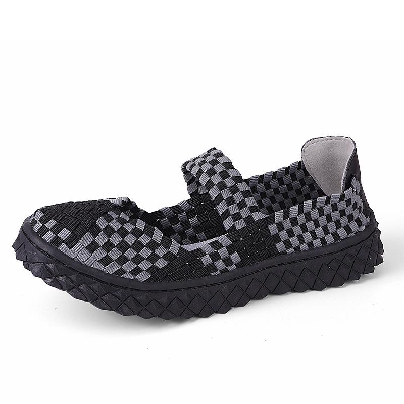 Женская эластичная плетеная прогулочная обувь Сандалии на плоской подошве Удобные повседневные нескользящие легкие дышащие кроссовки Мэри Джейн Обувь для медсестер Повседневные женские лоферы