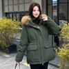 Offline supermarket orders women's pie to overcome extra thick cotton big fur collar hooded waist pumping process, solid workmanship, winter women'