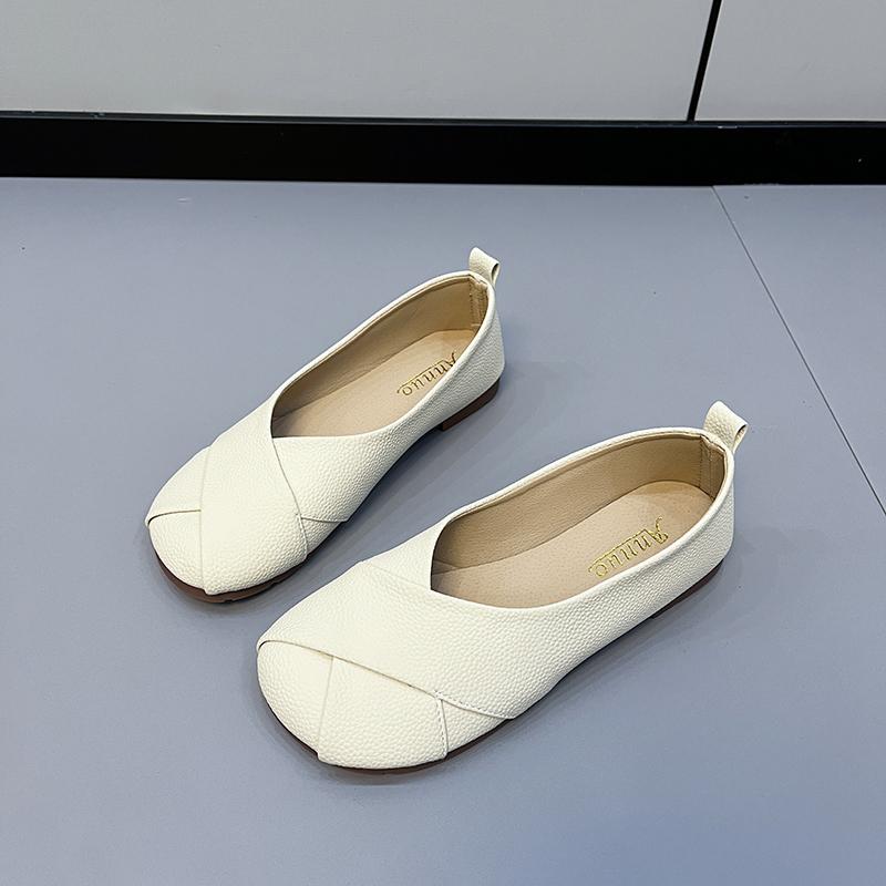 Fashion Women's Casual Slip On Ballet Flats Ladies Fashion Soft Leather Loafers 2025 Autumn Nursing Cute Shoes Comfort Elegant Round Toe