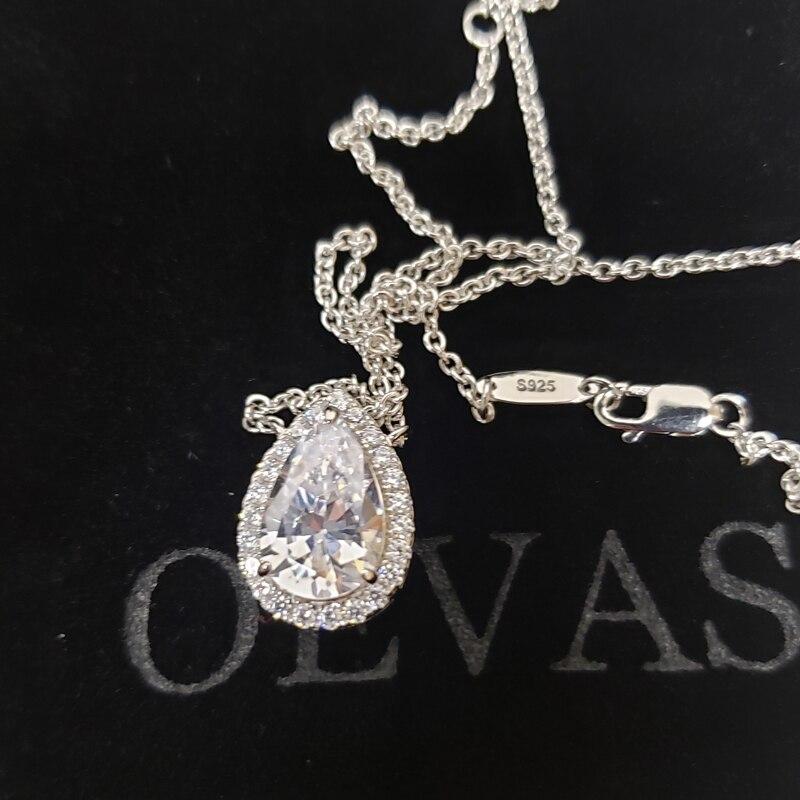 Sparkling 8*12mm Water Drop High Carbon Diamond Bridal Pendant Necklace 100% 925 Sterling Silver Party Fine Jewelry Gifts