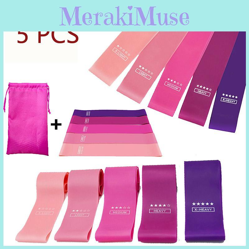 Премиальный набор латексных фитнес-резинок для тренировок и физиотерапии в элегантных розовых тонах