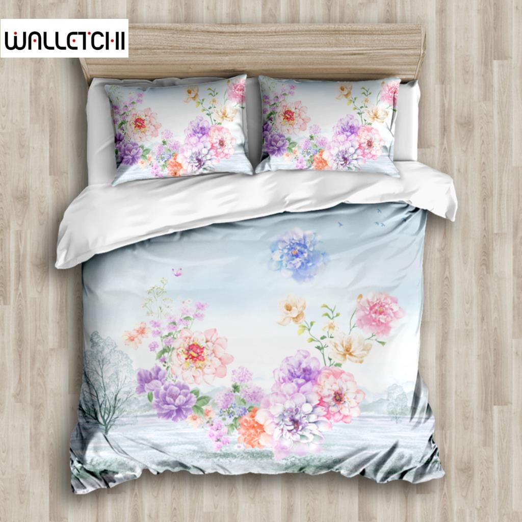 Пододеяльник с цветочным рисунком, ботанические листья, двусторонний комплект постельного белья с цветочным рисунком, натуральное растение, двуспальная кровать размера «king-size», полиэстер, одеяло