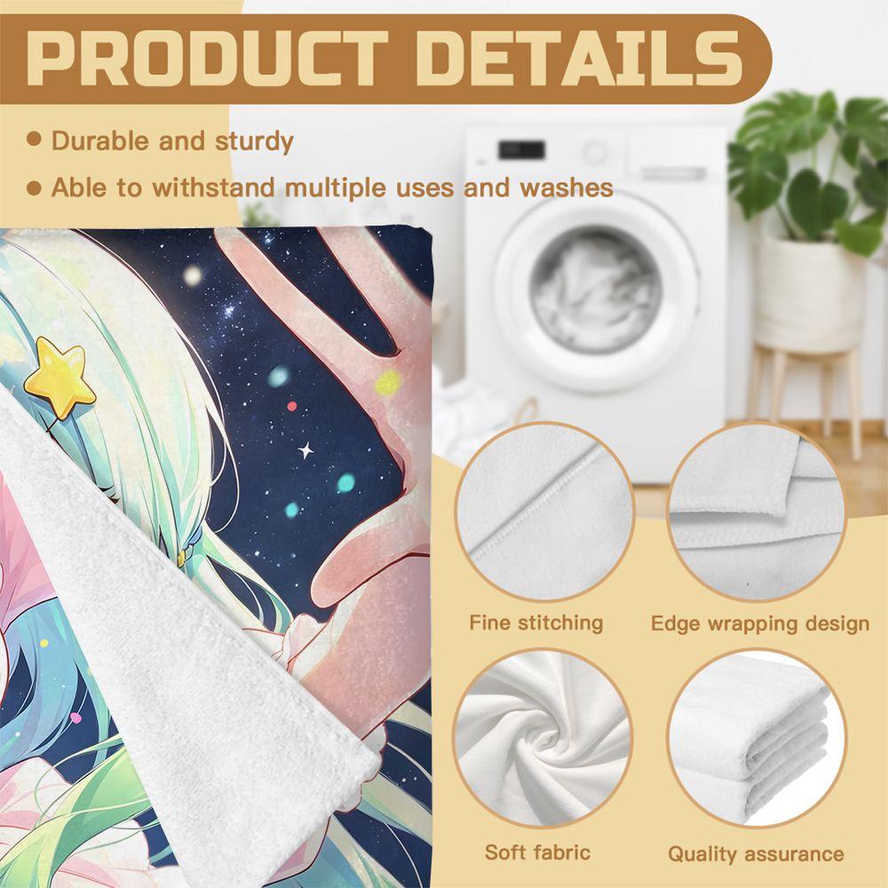 Hatsune Miku Space Star Moon Anime Microfiber Beach Towel Digital Print Quick Dry For Pool Camping Outdoor Travel Gift