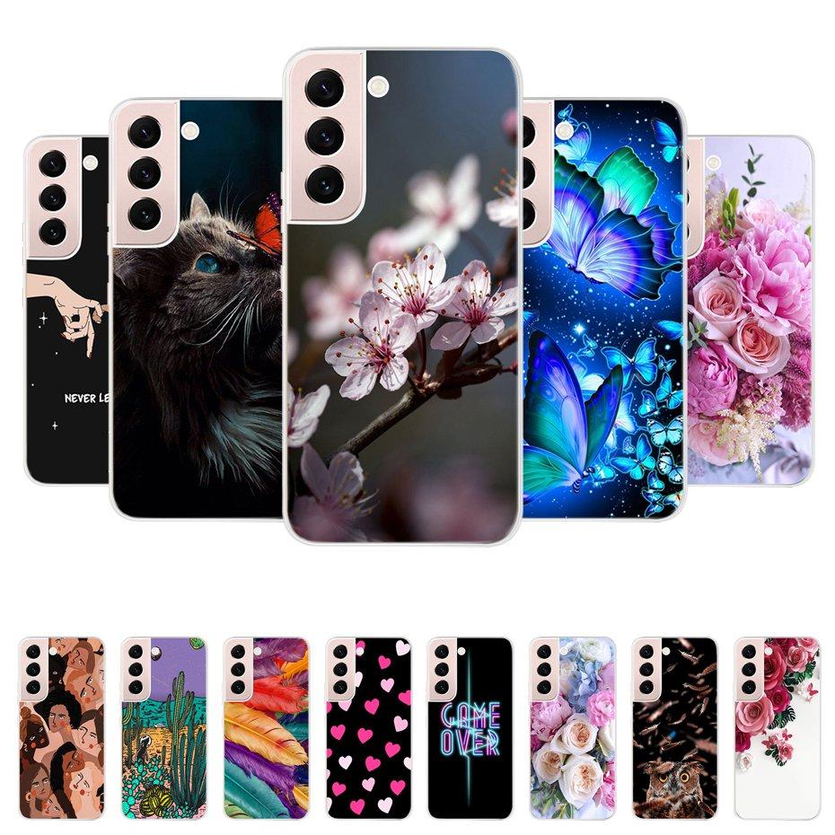 Красивый чехол для телефона с цветами для Samsung Galaxy S22 Pro S 22 Ultra 5G Чехол Милый Кот Мягкий Силиконовый TPU Чехол для Samsung S22 22Pro