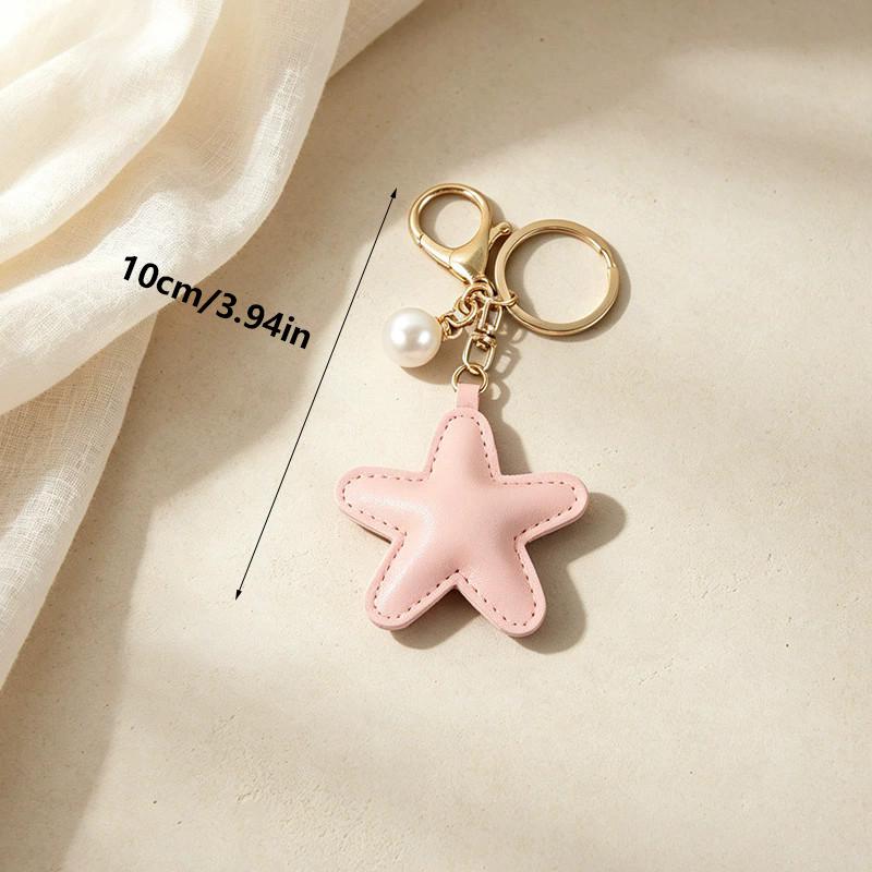 Yogodlns Faux Leather Shiny Star Pearl Bag Pendant Keychain Mobile Phone Decor Charm Accessory Car Key Ornaments Gift Handicrafts