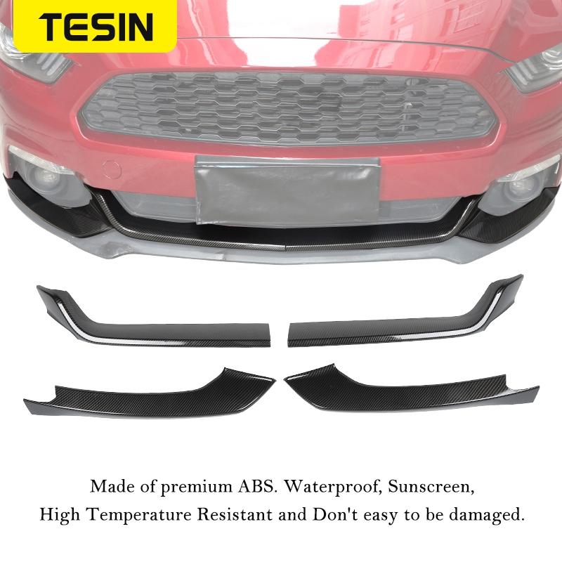 TESIN Car Sticker For Ford Mustang 2015 2016 2017 ABS Carbon Fiber Front Bumper Surround Decoration Cover Exterior