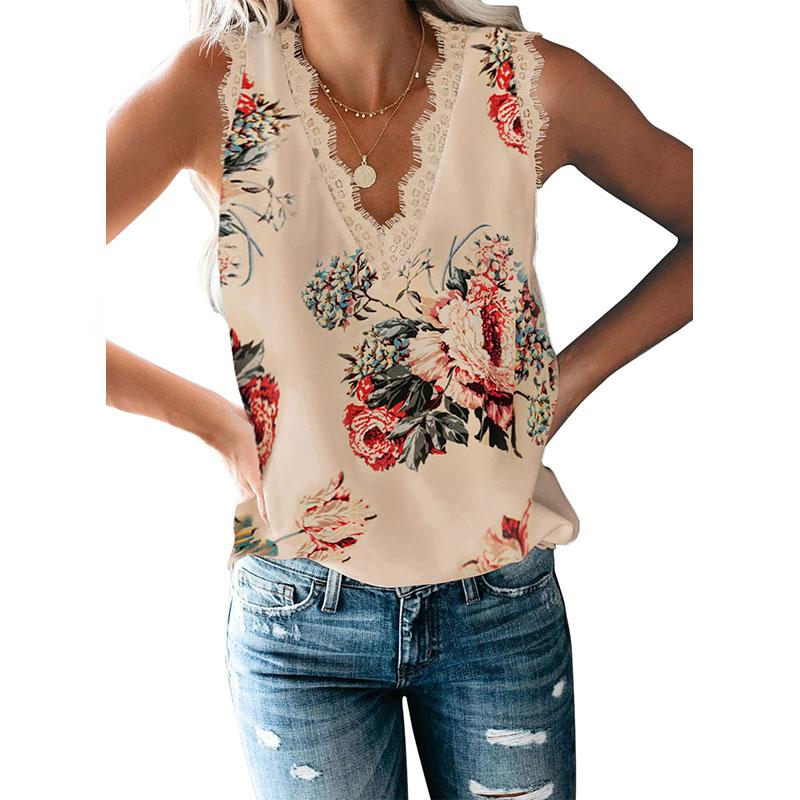 Летняя женская футболка, жилет, однотонный жилет с v-образным вырезом и кружевом без рукавов, женский жилет с верхом и низом