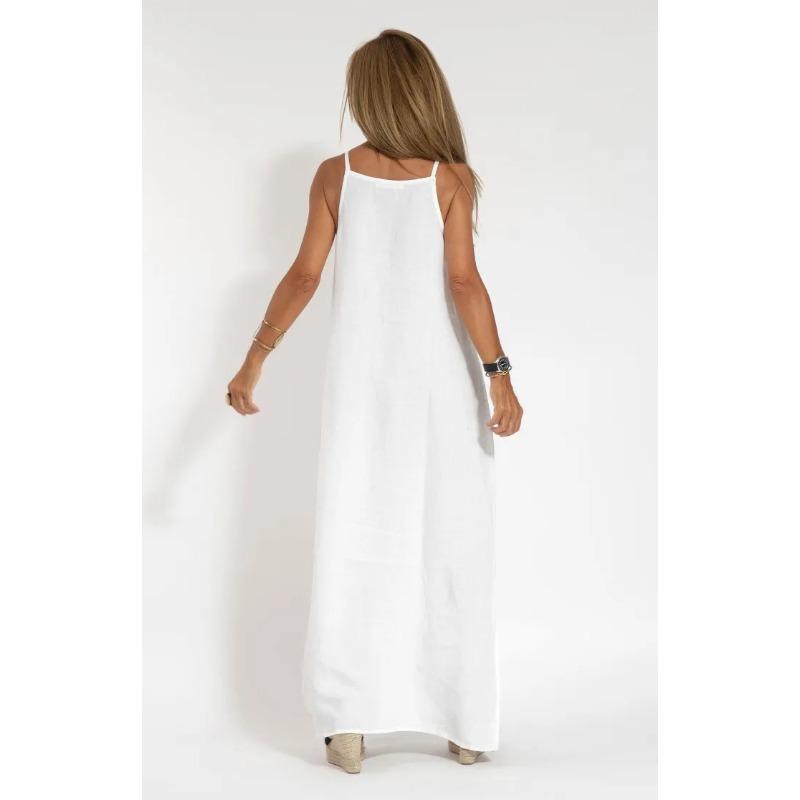 Весенне-летнее женское модное повседневное хлопковое платье с разрезом на бретельках