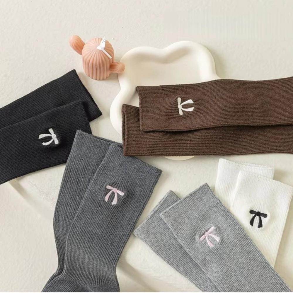 Bow Detail Girls Knee High Socks Ribbed Knit Bow Long Socks New Long Tube Stockings Women