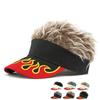 Autumn Winter Hat Men Women Wig Hat Funny Hat Cap Embroidered Flame Baseball Cap