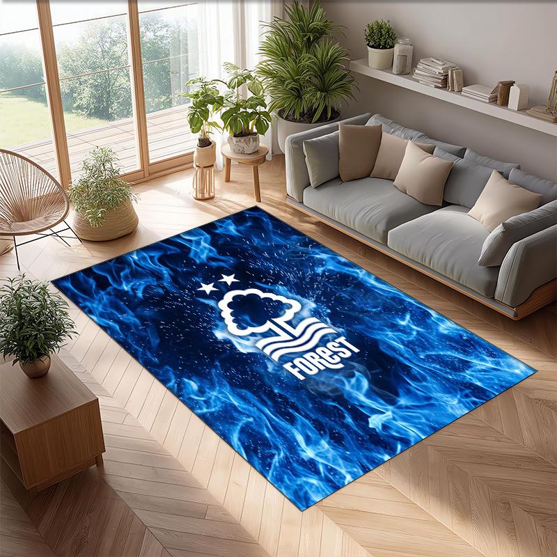 Nottingham Forest Football Print Crystal Velvet Rug, Comfortable Water Absorbent Non Slip Indoor Floor Carpet