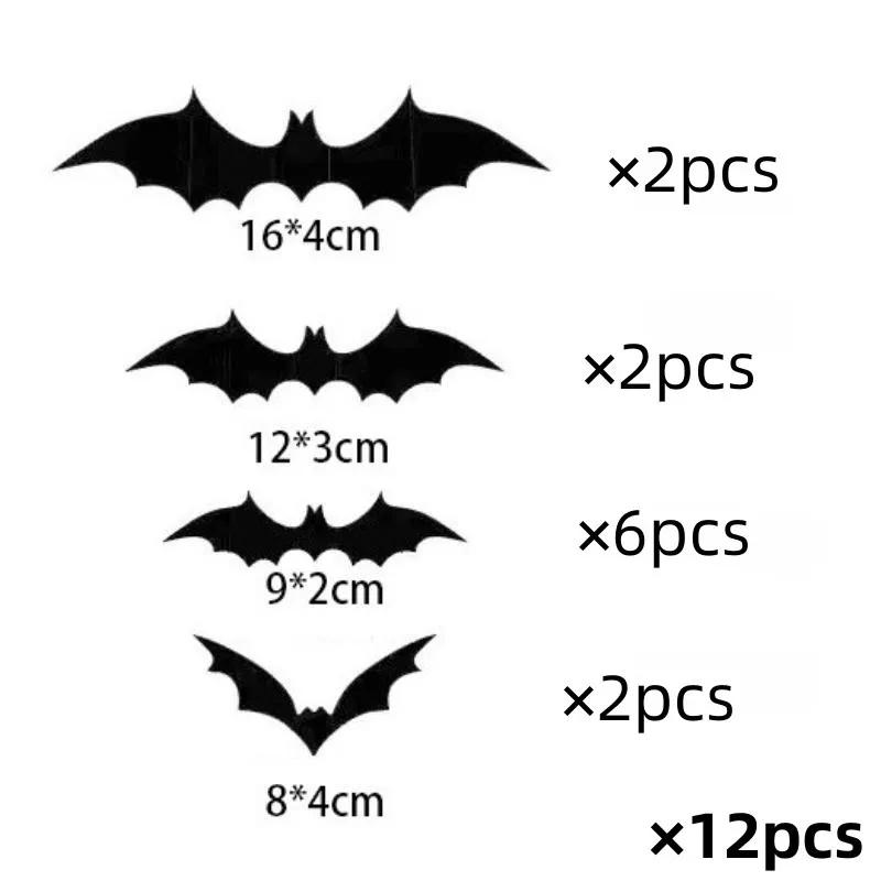 Halloween Party Bat Sticker 3D Stereoscopic Bat Sticker Black Bat Sticker Decorate Room Scary Decorative Props