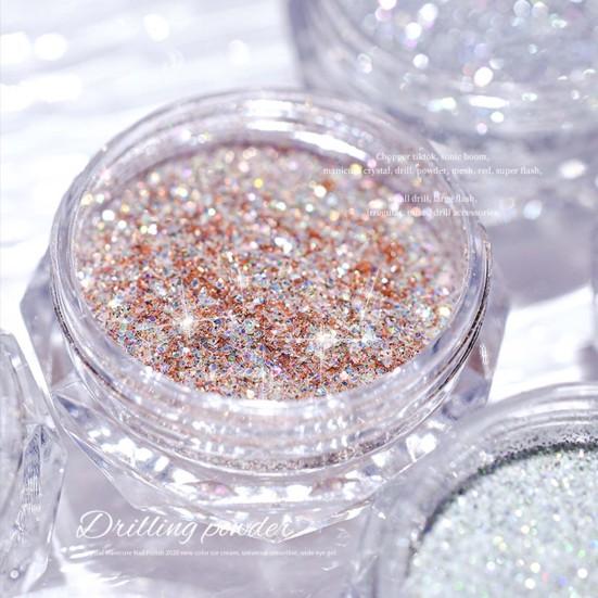 Порошок для сверления ногтей, блестящий, быстросохнущий, блестящий, DIY маникюр, алмазный кристаллический порошок для женщин