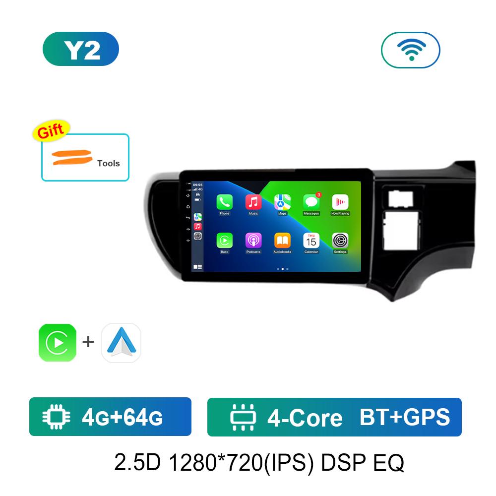 9-дюймовый DSP Стерео Android OS для Toyota Aqua 2011 - 2017 Navi GPS 4G Автомагнитола Мультимедийный плеер BT IPS Экран WiFi Вентилятор охлаждения