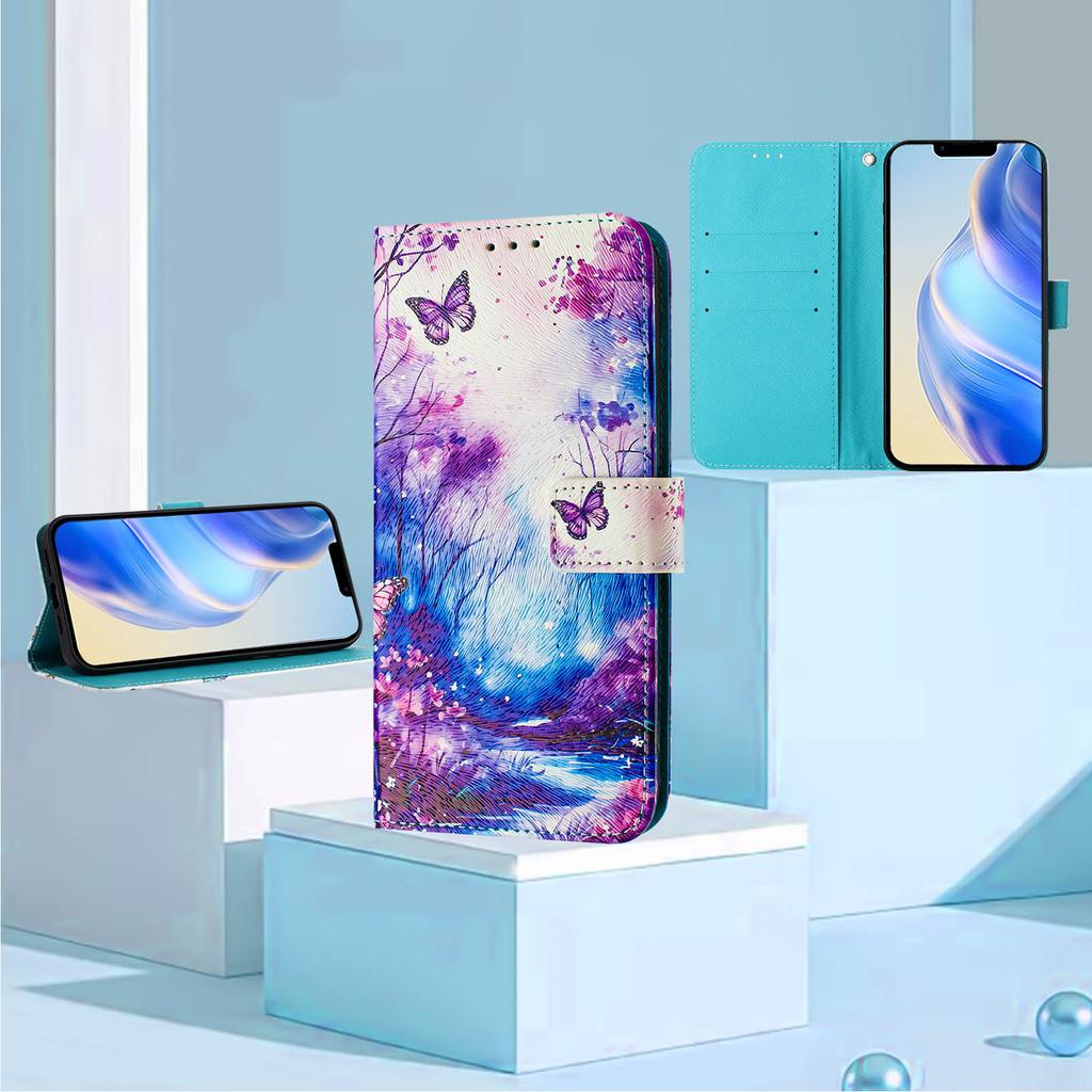 Dream Butterfly Forest Luxury Painted Leather Case Wallet Book Style Cover for Oppo A72/A52/A92 4G,A36 4G,Reno 8/9,Realme 8/9/10/11/12...