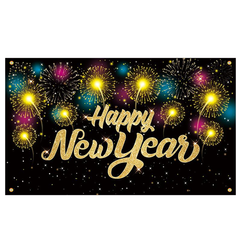 Happy New Year Cross-border Backdrop Party Decoration Hanging Fabric