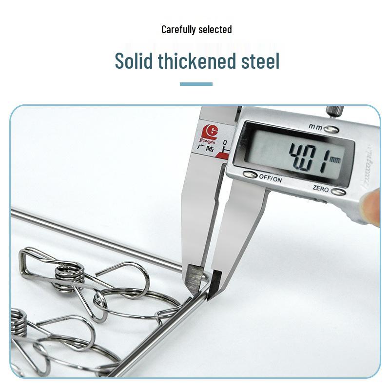 Multi-Layer Stainless Steel Drying Rack with Windproof Hooks for Socks & Underwear