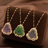 Fashion Retro Gift For Friends Classic Versatile Synthetic Gems Pendant Jewelry Women 1pc Necklace Imitation Jade Buddha Pendant