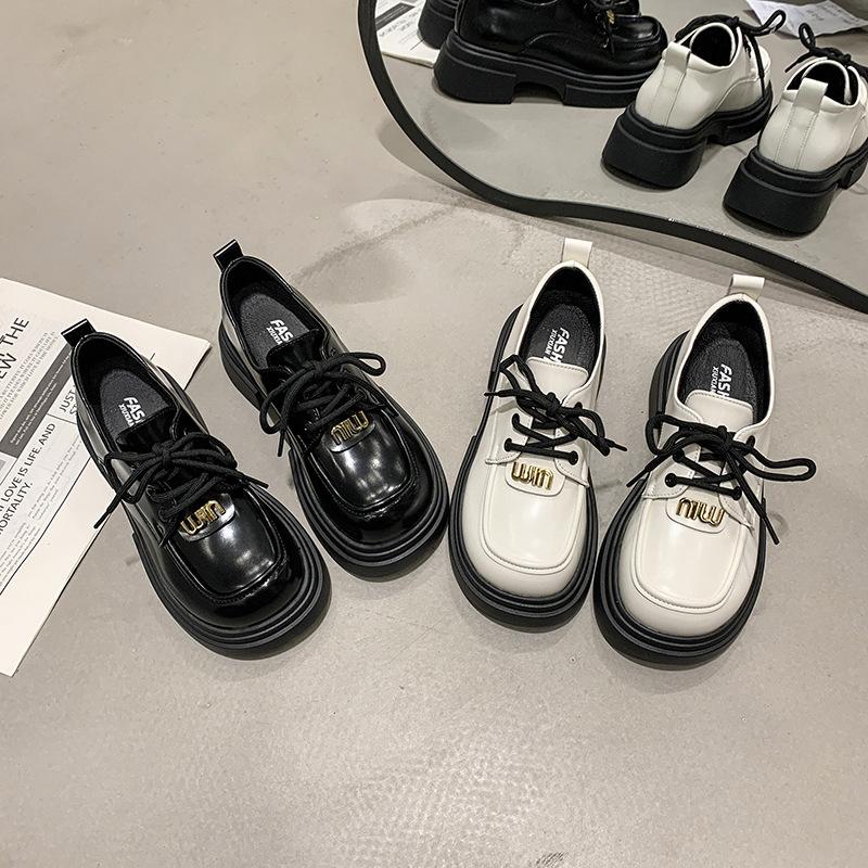 Популярные женские мокасины весна-осень 2024 года, новые универсальные кожаные туфли в британском стиле, ретро-платформа, французские японские туфли-одиночки