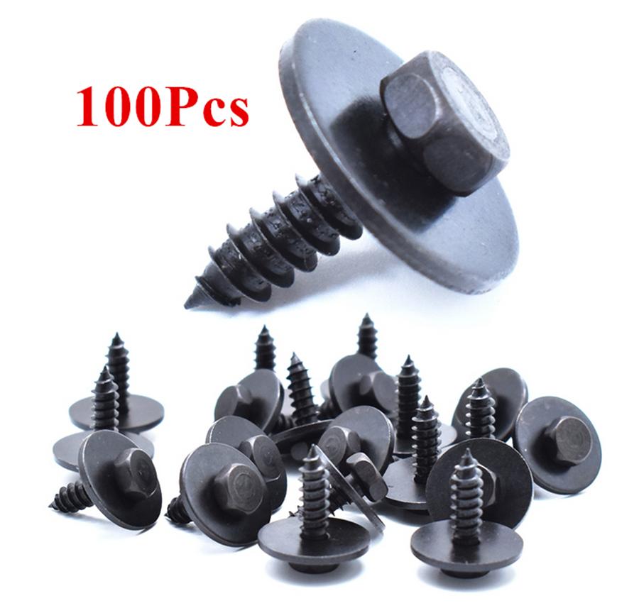 New 100Pc Metal Car Screw Body Fender Bumper Retainer Clips 7Mm Hex (4.2-1.41X22Mm)