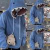 Unisex Funny Shark Teeth Hoodies Long Sleeve Oversized Drawstring Sweatshirt Casual Comfortable Pullover