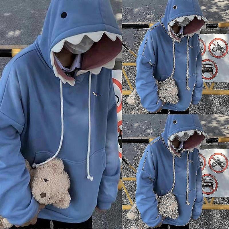 Unisex Funny Shark Teeth Hoodies Long Sleeve Oversized Drawstring Sweatshirt Casual Comfortable Pullover
