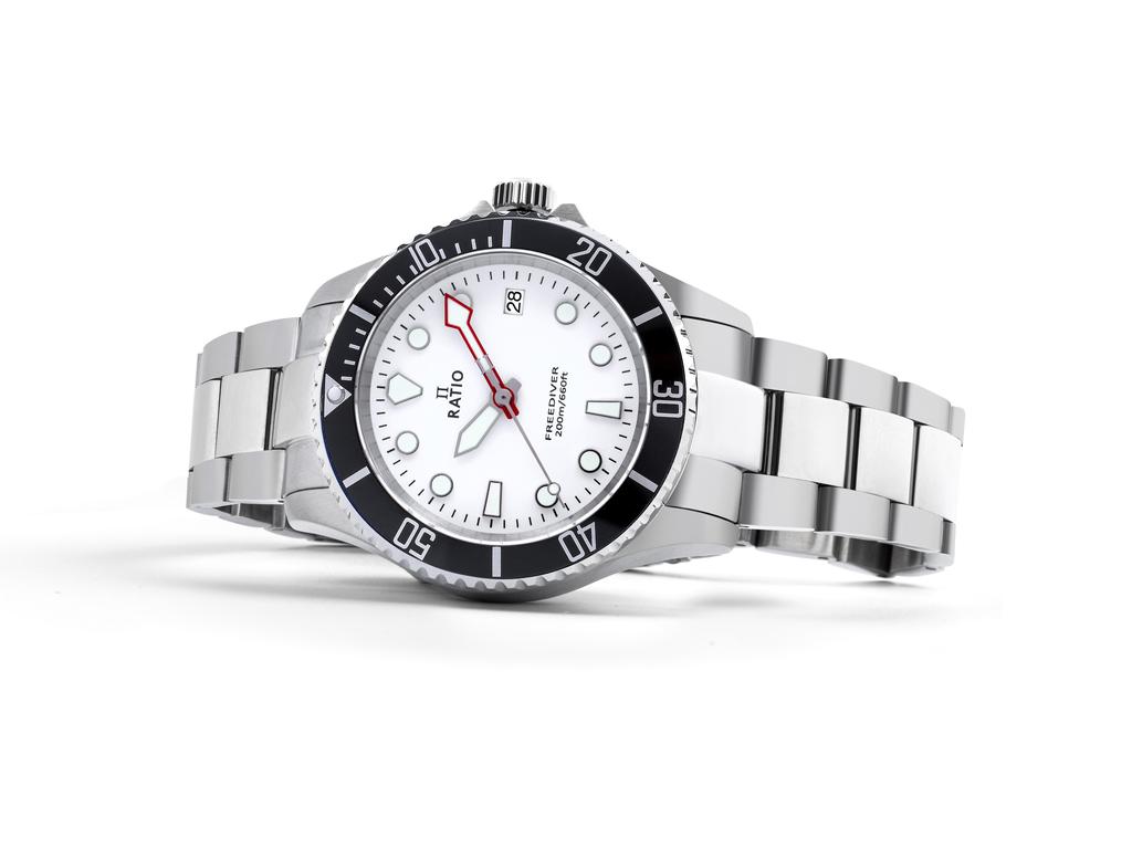 RATIO FreeDiver Sapphire Stainless Steel White Dial Quartz RTF037 200M Men's Watch
