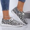 Women's Canvas Shoes Spring New Flat Shoes Casual Fashion Leopard Lace-up Loafers Outdoor Women's Hiking Sports Shoes Large Size