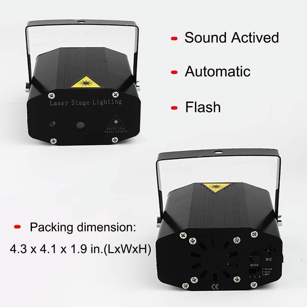 Sound Activated Party Lights,Disco DJ Lights Strobe Light Rave Stage Light Projector Effect Club Light With Remote Control for Home Parties Show