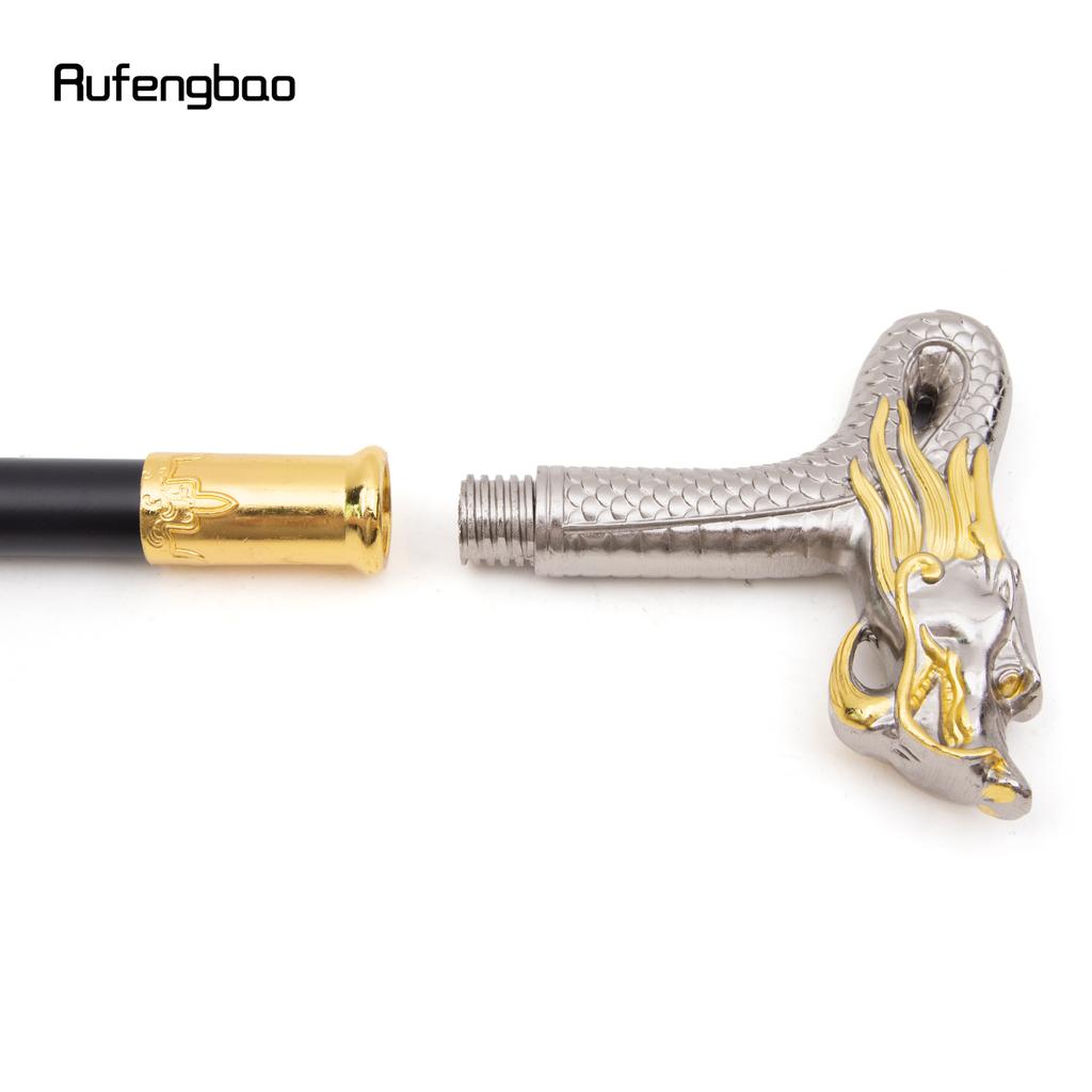 Golden White Dragon Head Fashion Walking Stick Decorative Stick Cospaly Vintage Party Fashionable Walking Cane Crosier 90cm