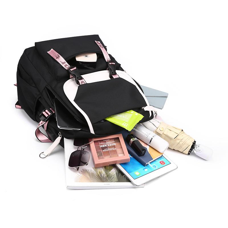 2024 New Korean Version Charging Backpack Travel Bag Blank Student Schoolbag Large Capacity Bag Computer Bag