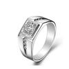 Men's Silver-Plated Diamond Ring: European & American Trendy Domineering Wedding/Birthday Jewelry