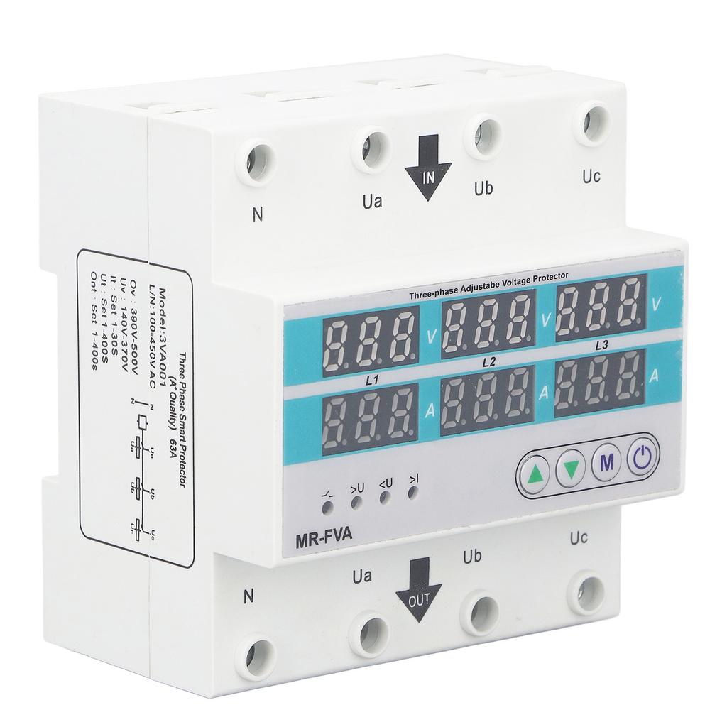 3-фазный регулируемый предохранитель напряжения 220 В с самовозвратом для защиты от повышенного и пониженного напряжения для бытовых нужд