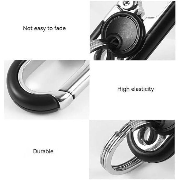 Keychain 5 IN 1 Heavy Duty Dual Metal Ring, Bottle Opener, Mobile Phone Holder,Rotate Spinner - Outdoor Carabiner Portable Key-chain For Bike & Car.