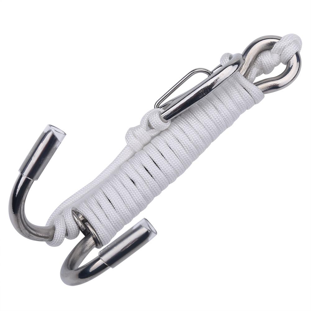 Scuba Diving Double Dual Stainless Steel Reef Drift Hook with Line for Cave Dive (White)