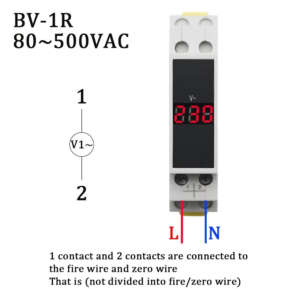 18MM Din Rail Mount Single Three Phase Voltage Meter AC 80-500V Modular Voltmeter Gauge Indicator LED Digital Display Detector