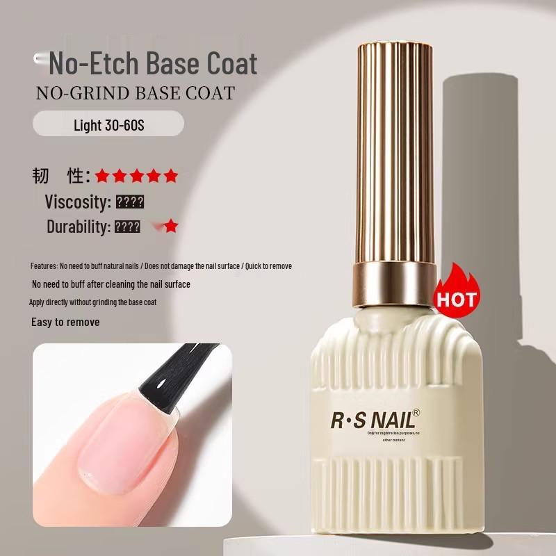 Набор для нейл-арта RS Base Coat без шлифовки и Top Coat Crystal Seal с типсами и наклейками - Салонный гелевый набор для маникюра