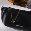 Design sense Classic style 18K gold, letter double layer hollow H home pendant necklace jewelry