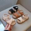 Little Kids Sandals for Girls Toddlers Children Weave Design Cross-tied Fashion Princess Sandals 2024 Summer New Soft 21-30 Cute