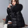 Winter Fashion Warm Duck Down Jacket Women's Clothes Glossy Fur Collar Thicken Parka Short Down Coat Female Trend