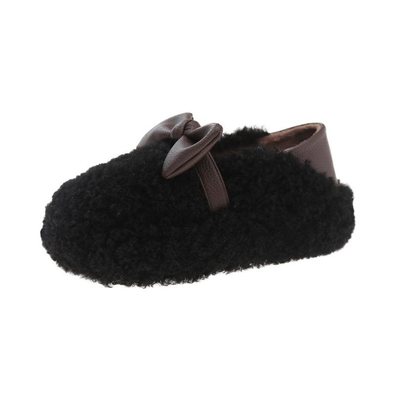 Новый бант два способа носить Doudou пушистые туфли женские корейская версия осень и зима теплые домашние на одной педали сумка и хлопковые туфли женские